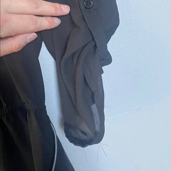 Lily Rose size small black sheer shirt dress with accented collar dark academia - Picture 4 of 12